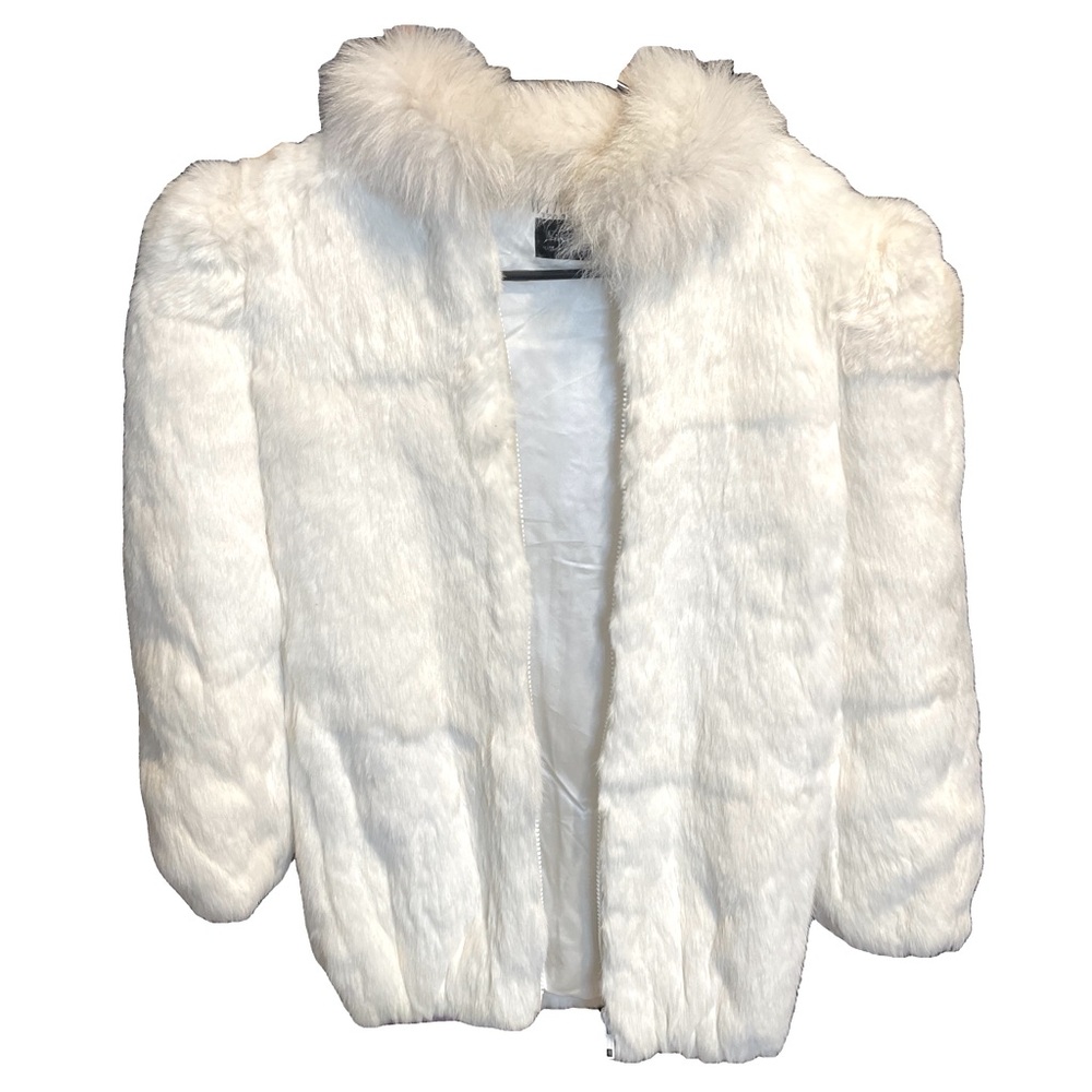 Niki Vintage Rabbit fur with fox tail collar cream woman’s S